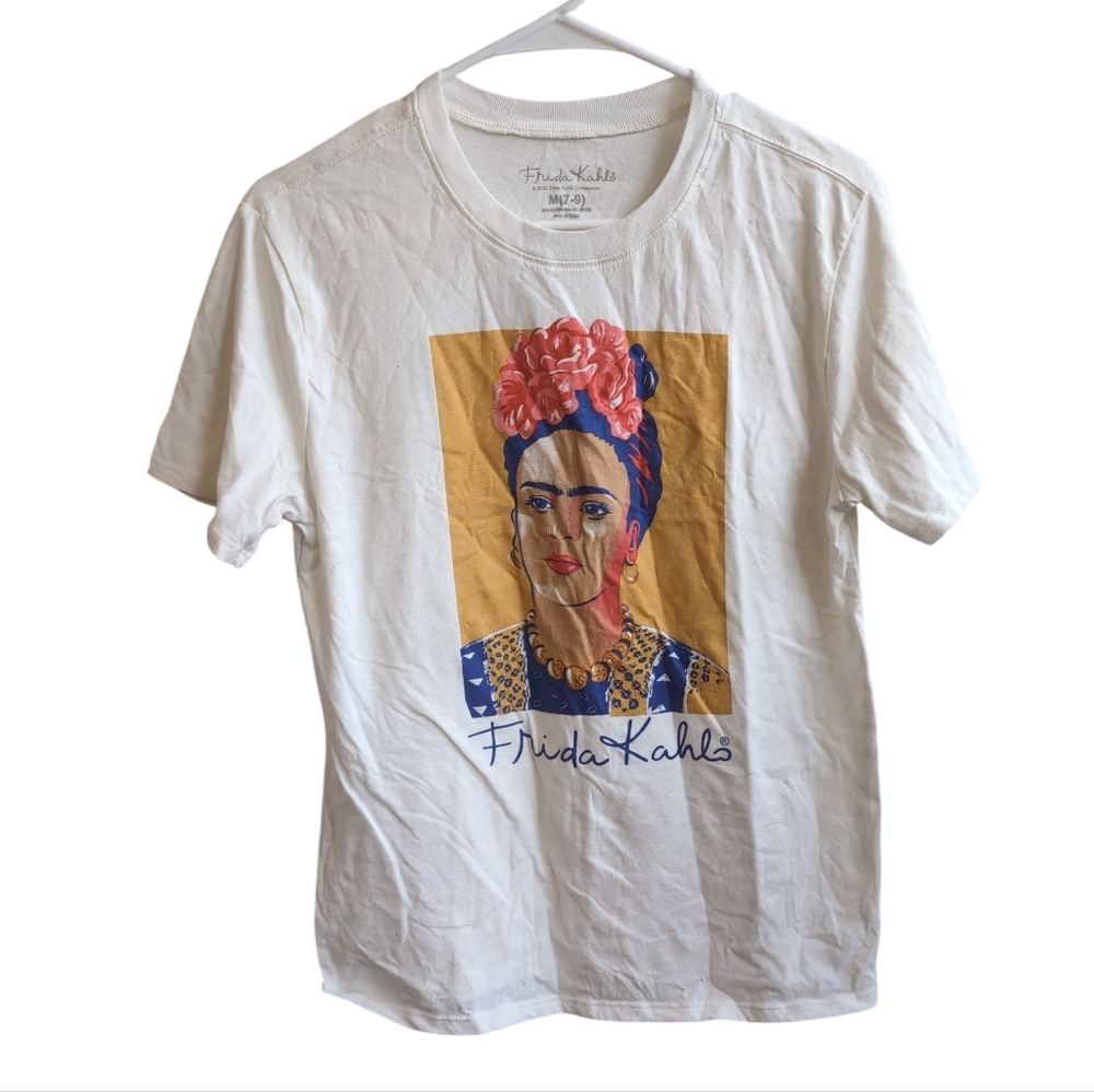 Frida Kahlo White Unisex Graphic Tee Size Medium